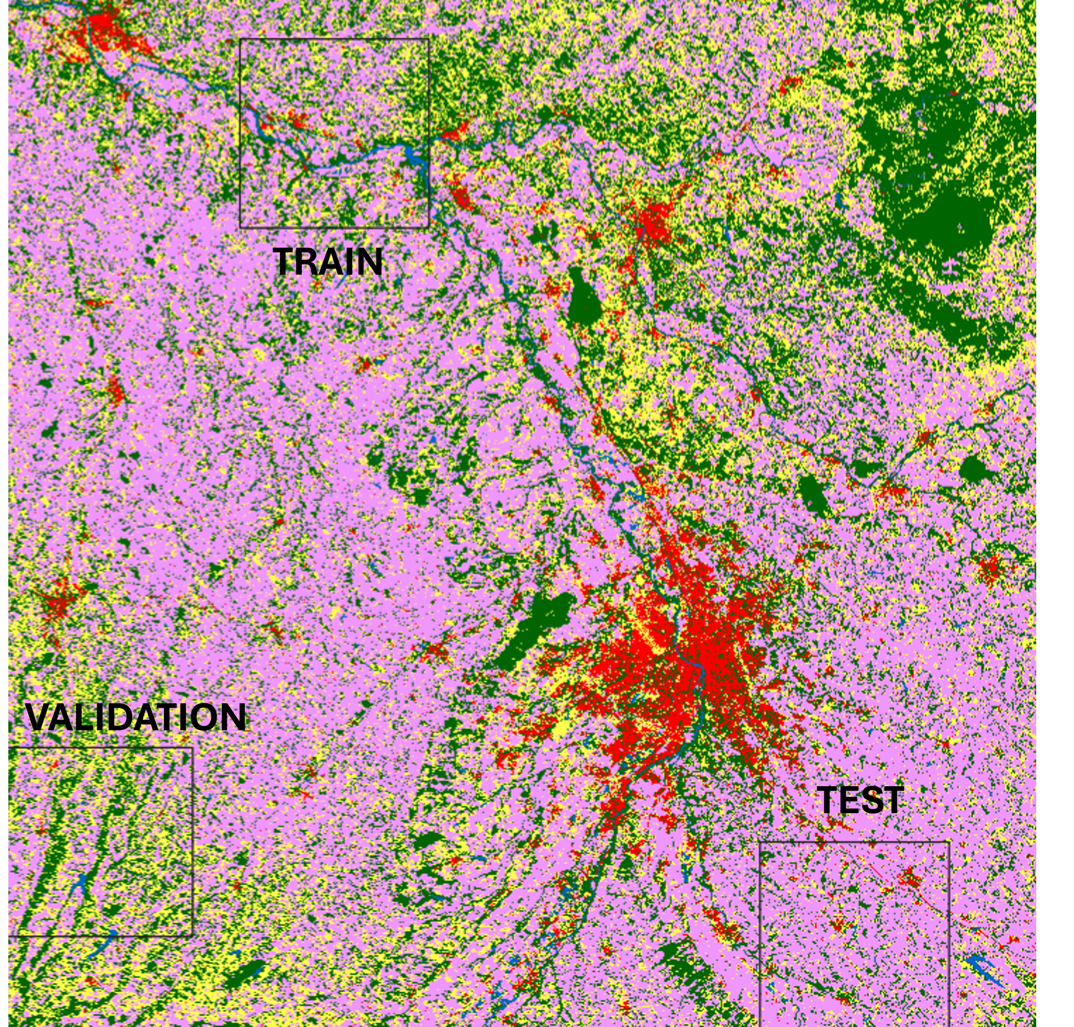 Localisation des zones Train, Validation & Test